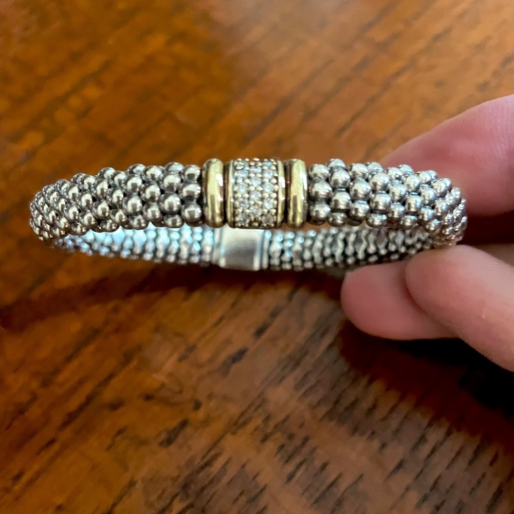 LAGOS CAVIAR Sterling Silver with 18kt Gold and Pave Diamond accent